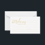 Modern Gold Script Wedding Advice and Wishes Card<br><div class="desc">Add a personal touch to your wedding with a modern script wedding advice and wishes card. This advice card features title 'words of wisdom' with details in gold script and sans serif font style on white background. Perfect for wedding, baby shower, birthday party, bridal shower, bachelorette party and any special...</div>