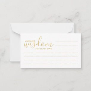 Modern Gold Script Wedding Advice and Wishes Card