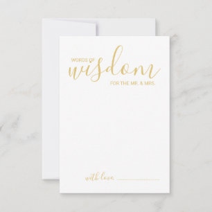 Modern Gold Script Wedding Advice and Wishes Card