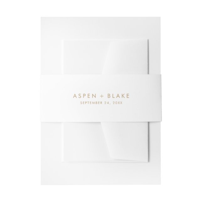 Modern Gold Script Wedding Belly Band Invitation Belly Band (Front Example)