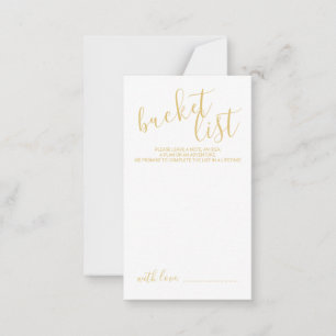 Modern Gold Script Wedding Bucket List Advice Card