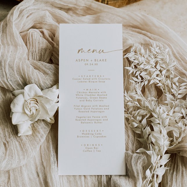 Modern Gold Script Wedding Dinner Menu (Creator Uploaded)