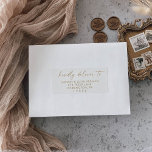 Modern Gold Script Wedding Guest Address Labels<br><div class="desc">These modern gold script wedding guest address labels are perfect for a minimalist wedding. The simple yellow gold colour design features unique industrial lettering typography with modern boho style. Customizable in any colour. Customize each label with the name and address of your guests. 21 labels per sheet. Add each sheet...</div>