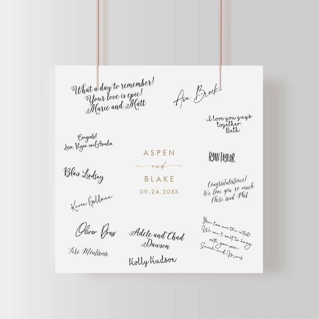 Modern Gold Script Wedding Guest Signing Poster (Creator Uploaded)