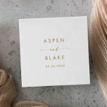 Modern Gold Script Wedding Napkins<br><div class="desc">These modern gold script wedding paper napkins are perfect for a minimalist wedding reception. The simple yellow gold colour design features unique industrial lettering typography with modern boho style. Customizable in any colour. Keep the design minimal and elegant, as is, or personalize it by adding your own graphics and artwork....</div>