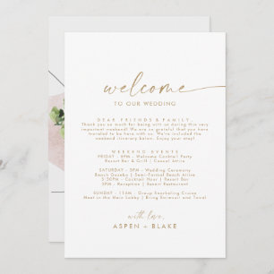 Modern Gold Script Welcome Letter Itinerary & Map