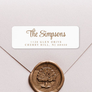 Modern Gold Script White Return Address