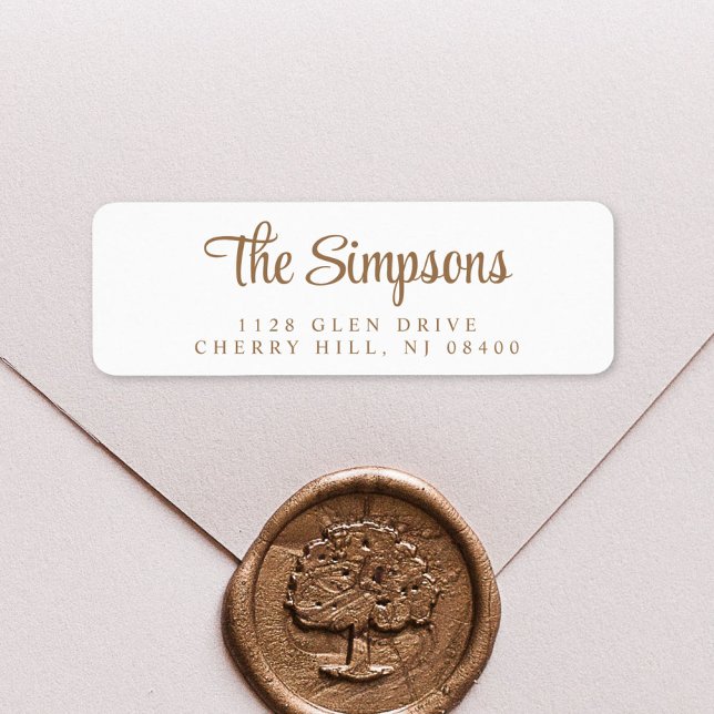 Modern Gold Script White Return Address (Creator Uploaded)