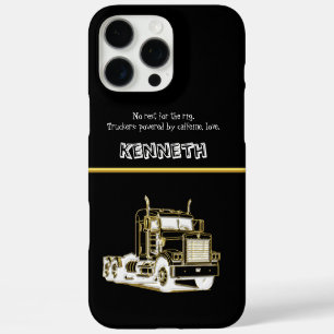 Modern Gold Semi-Truck Artwork iPhone 16 Pro Max Case