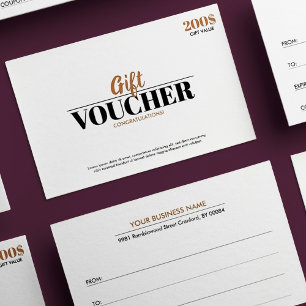 Modern Gold Simple Business Gift Voucher Card