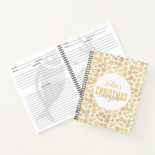 Modern Gold Snowflakes Christmas Recipes  Notebook