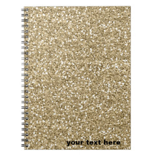 Modern Gold Sparkle Glitter with Your Text Notebook