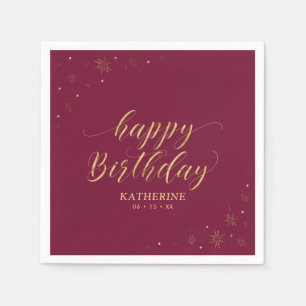 Modern Gold Sparkle Happy Birthday Paper Party Napkin