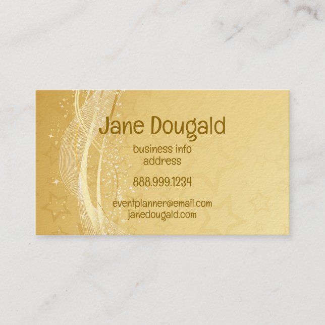 Modern Gold Sparkle Star Custom  Business Card (Front)