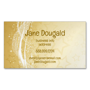Modern Gold Sparkle Star Custom  Magnetic Business Card