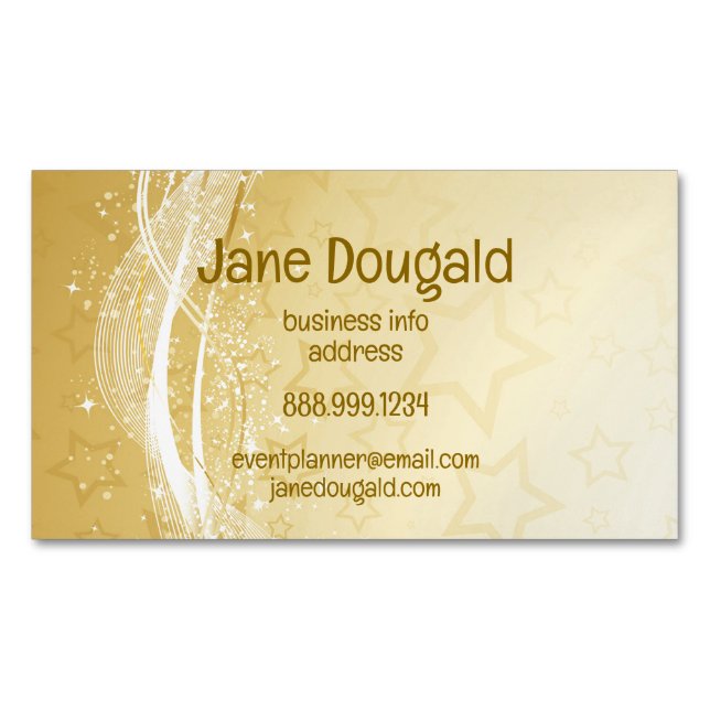 Modern Gold Sparkle Star Custom  Magnetic Business Card (Front)