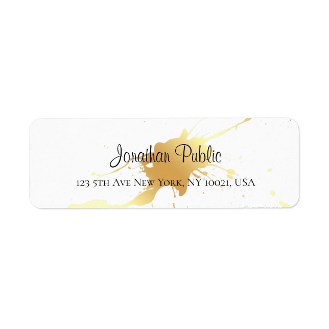 Modern Gold Splash Calligraphy Script Name Elegant (Front)