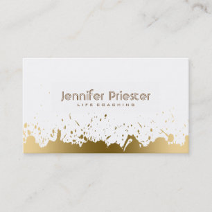 Modern Gold Splatter & White Life Couching Business Card