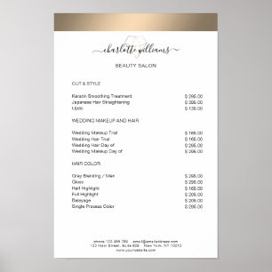 Modern Gold Stripe Diamond Price List Poster