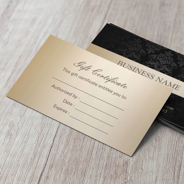 Modern Gold Striped Dark Damask Gift Certificates (Creator Uploaded)