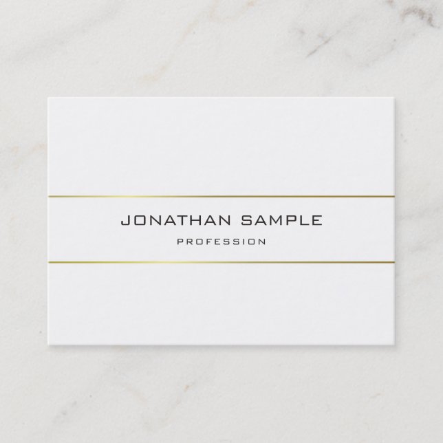 Modern Gold Striped Monogram Design Trendy Plain Business Card (Front)