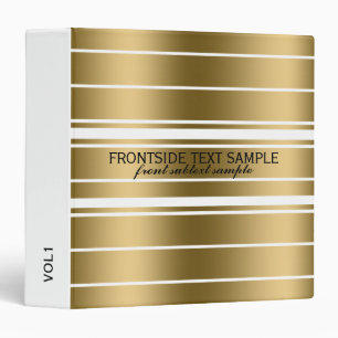 Modern Gold Stripes Custom White Background Binder