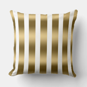 Modern Gold Stripes Pattern White Background Throw Pillow