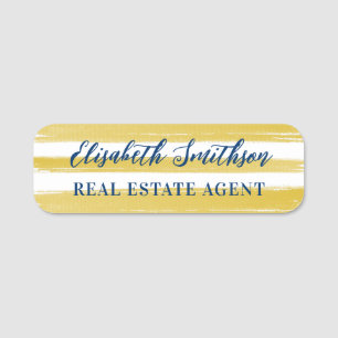 Modern Gold Stripes Personalized ID Badge Template