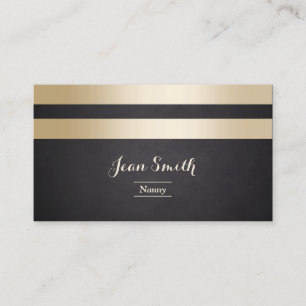 Modern Gold Stripes Professional Nanny Business Card