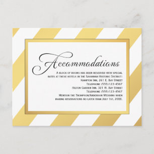 Modern Gold Stripes Wedding Accommodations Postcard