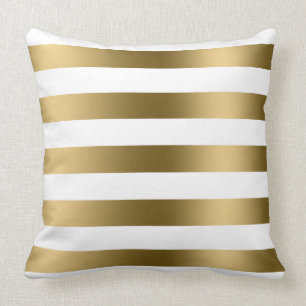 Modern Gold Stripes White Background Throw Pillow