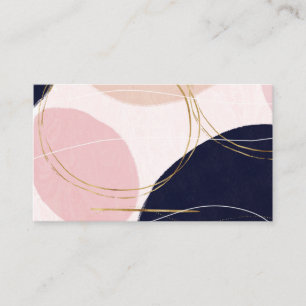 Modern Gold Strokes & Circles Minimal Pink Design Business Card