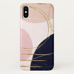 Modern Gold Strokes & Circles Minimal Pink Design Case-Mate iPhone Case