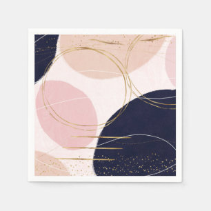 Modern Gold Strokes & Circles Minimal Pink Design Napkin