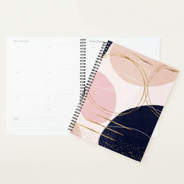 Modern Gold Strokes & Circles Minimal Pink Design Planner (Display)