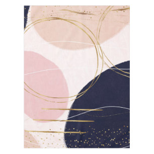 Modern Gold Strokes & Circles Minimal Pink Design Tablecloth