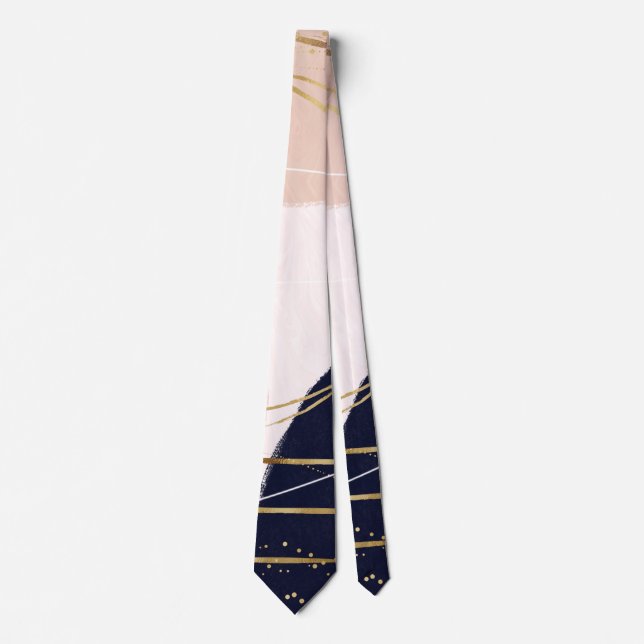 Modern Gold Strokes & Circles Minimal Pink Design Tie (Front)