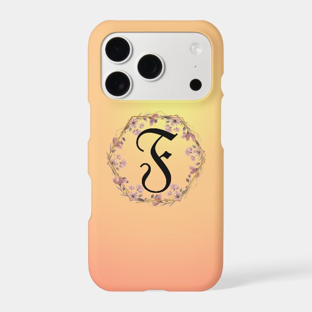 Modern gold sunset gradient flowers Monogram Name (Back)