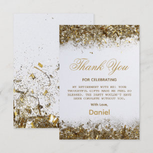 Modern Gold Surprise Retirement Party 2025 Thank You Card