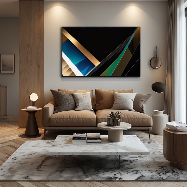 Modern Gold Teal Abstract 3D Geometric Canvas Print (Creator Uploaded)