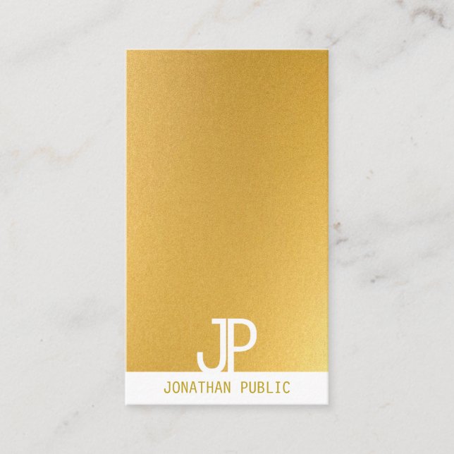 Modern Gold Template Trendy Monogram Elegant Business Card (Front)