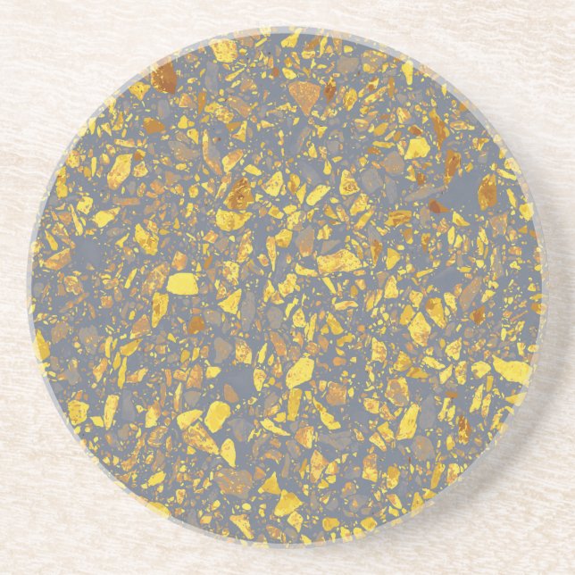 Modern Gold Terrazzo Pattern Coaster (Front)