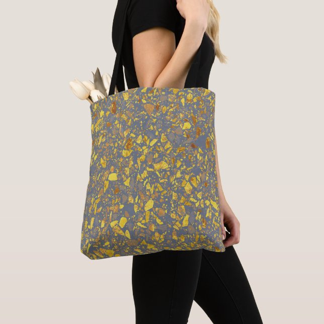 Modern Gold Terrazzo Pattern Tote Bag (Close Up)