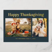 Modern Gold Text Fall Happy Thanksgiving Photo 