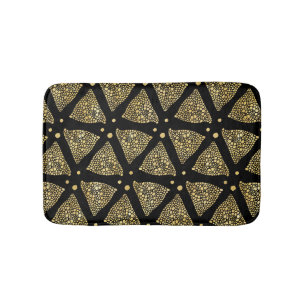 Modern Gold Texture Abstract Triangles Pattern Bath Mat