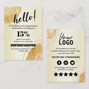 Modern Gold Thank You Discount Insert Card