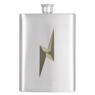 Modern gold thunder lightning symbol cool hip flask
