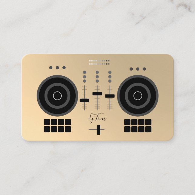 Modern Gold-Tone 2021 DJ | Glossy Business Card (Front)