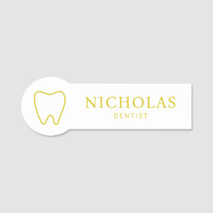Modern Gold Tooth Dentist Dental Clinic Name Tag