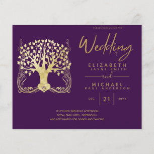Modern Gold Tree of Life Budget Wedding Invites